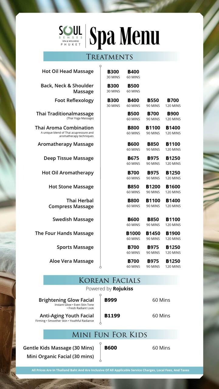 Spa Menu