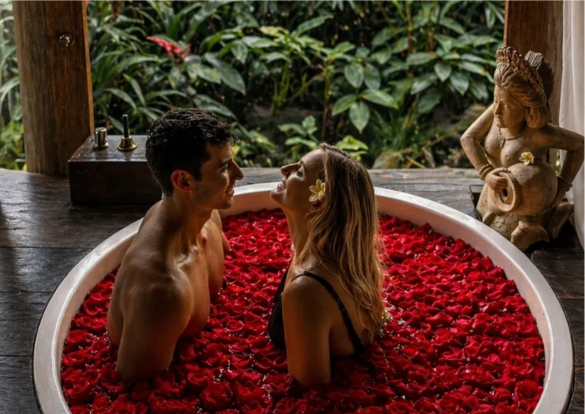 Rose and Wine Bath Experience